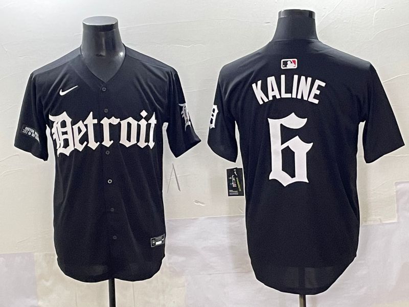 Men 2025 Detroit Tigers #6 Kaline Black Five generations Joint Name Nike MLB Jersey style 21